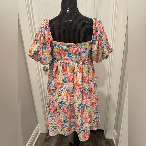 Women’s sweet lemon size medium Floral Puff Sleeve Dress C - Picture 3 of 4